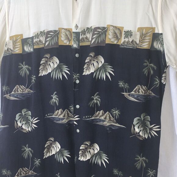 XL Vtg 80s Mens Pierre Cardin 100% Rayon Hawaiian Shirt Aloha Korea Border Print - Picture 4 of 12